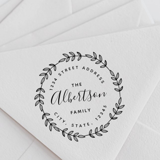 Sello Automático Laurel Wreath Circular Nombre de la familia Direcc (Subido por el creador)