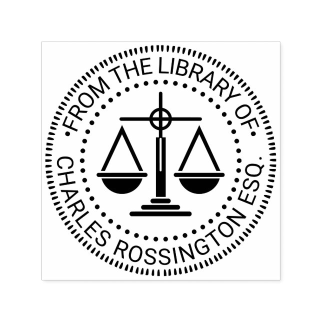 Sello Automático Lawyer Scales of Justice Seal #2 Library Book Name (Diseño)