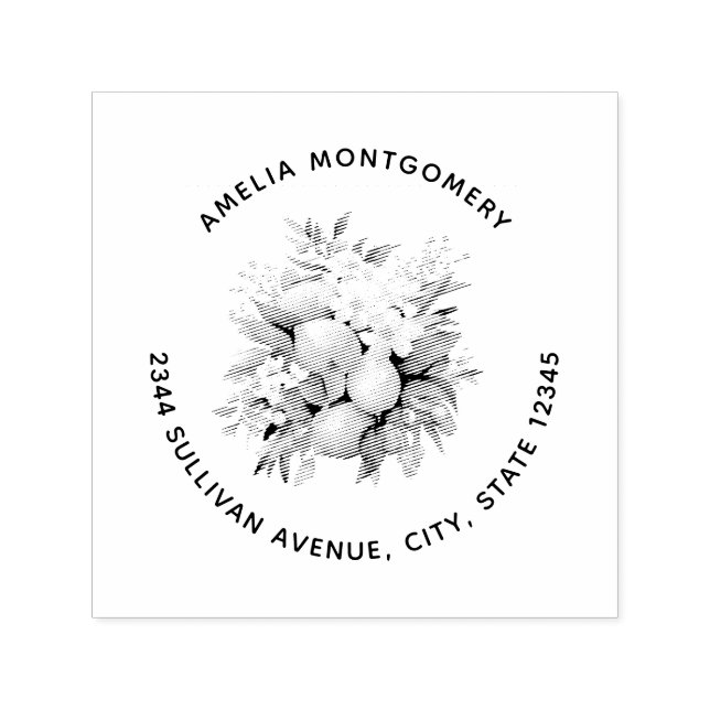 Sello Automático Lemon Bouquet with Pretty Blossoms Address (Diseño)