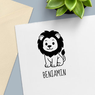 Sello Automático León de dibujos animados lindo nombre personalizad