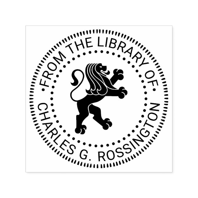 Sello Automático León Heráldico de pie Nombre del libro de la bibli (Diseño)
