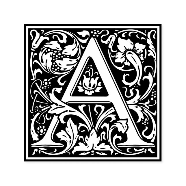 Sello Automático Letra A art nouveau mosaico blanco y negro (Diseño)