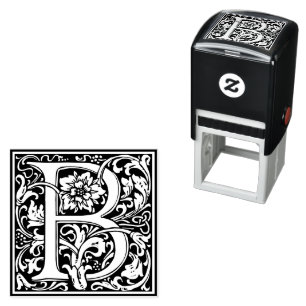 Sello Automático Letra B art nouveau tile blanco y negro