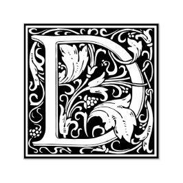 Sello Automático Letra D art nouveau mosaico blanco y negro