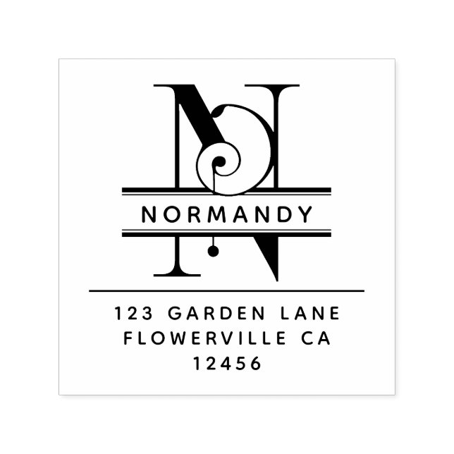 Sello Automático Letra de cabeza de brillo - N - Monograma de direc (Diseño)