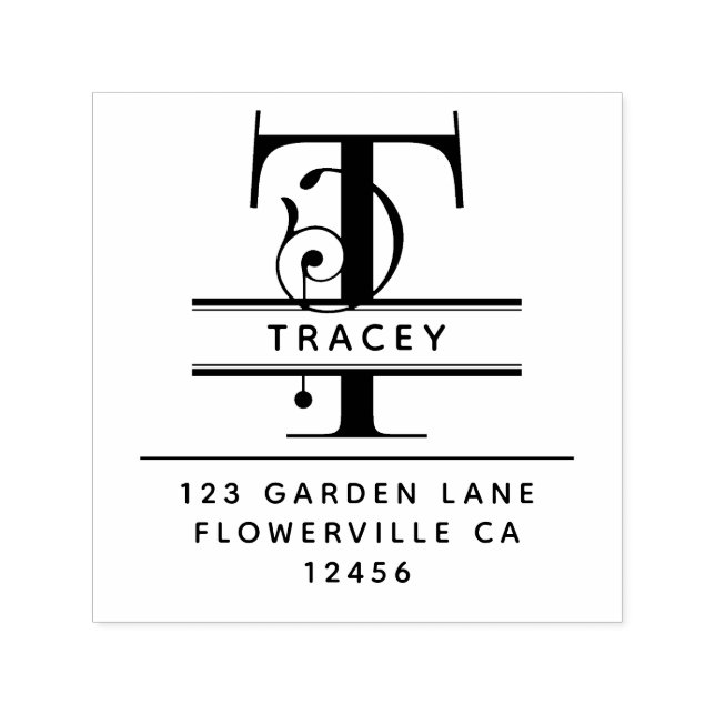 Sello Automático Letra de cabeza de brillo - T - Monograma de direc (Diseño)