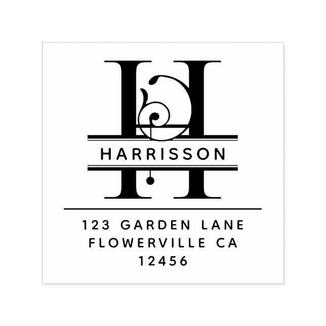 Sello Automático Letra de la cabeza brillante - H - Monograma de la (Diseño)