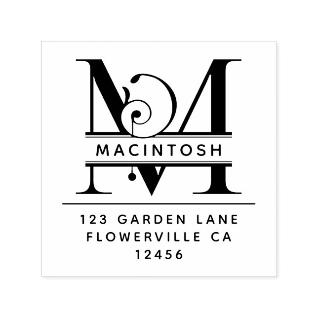 Sello Automático Letra de la cabeza brillante - M - Monograma de la (Diseño)