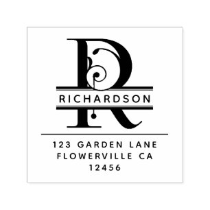 Sello Automático Letra de la cabeza brillante - R - Monograma de di