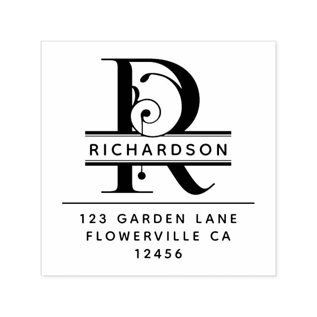 Sello Automático Letra de la cabeza brillante - R - Monograma de di (Diseño)