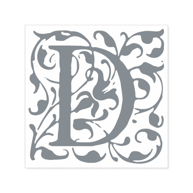 Sello Automático Letra elegante floreciente de época D Monograma (Diseño)
