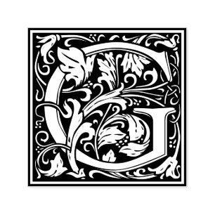 Sello Automático Letra G art nouveau mosaico blanco y negro
