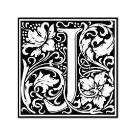 Sello Automático Letra J art nouveau tile blanco y negro