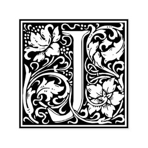 Sello Automático Letra J art nouveau tile blanco y negro