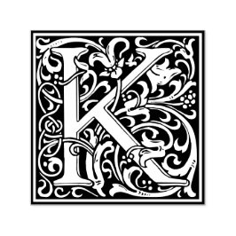 Sello Automático Letra K art nouveau tile blanco y negro