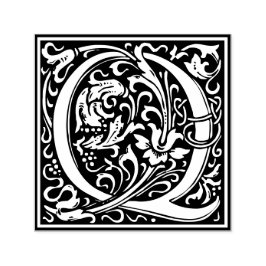 Sello Automático Letra Q art nouveau tile blanco y negro