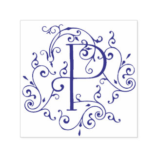 Sello Automático Letra victoriana floreciente P monograma autoenlac