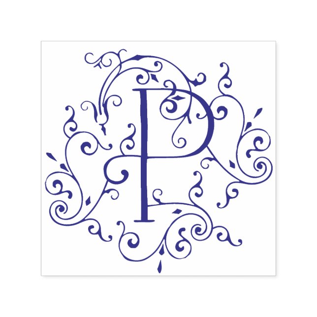 Sello Automático Letra victoriana floreciente P monograma autoenlac (Diseño)