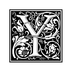 Sello Automático Letra Y art nouveau mosaico blanco y negro