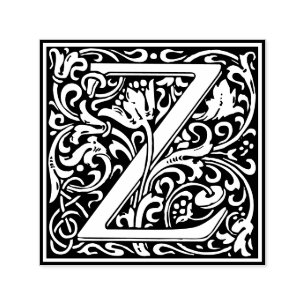 Sello Automático Letra Z art nouveau tile blanco y negro