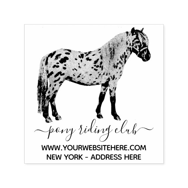 Sello Automático Letras de firma de caballo pony dibujadas a mano (Diseño)
