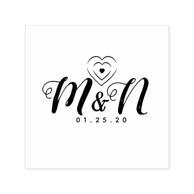 Sello Automático Letras Rústicas de Triple Corazón  (Diseño)