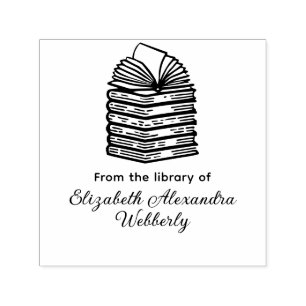 Sello Automático Libro abierto en la pila de libros R2 Biblioteca N