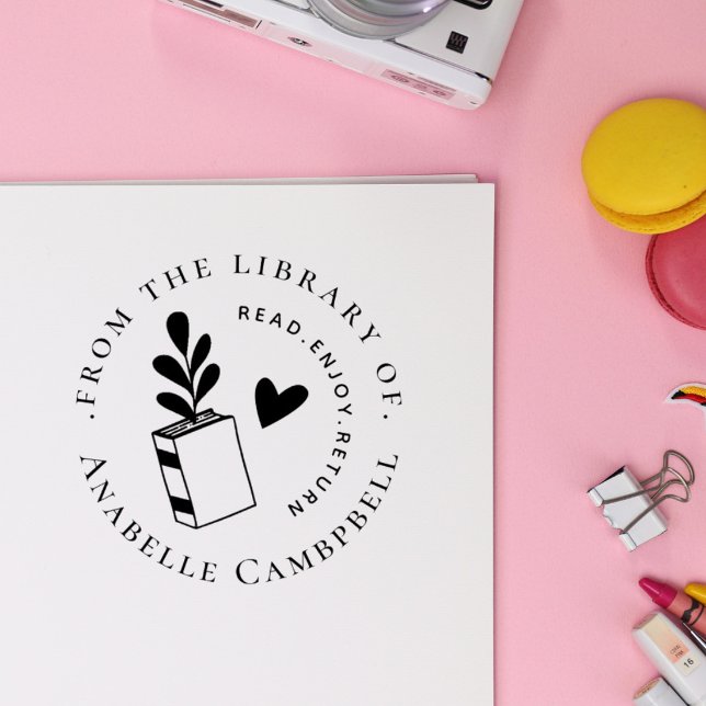 Sello Automático Libro Botánico de Biblioteca de Nombres Personaliz (Subido por el creador)