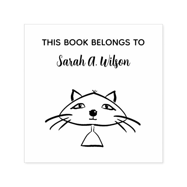 Sello Automático Libro de Arte Divertido Gato Pertenece Libro Perso (Diseño)