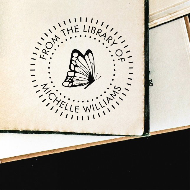 Sello Automático Libro de biblioteca personal sobre mariposa en la  (Subido por el creador)