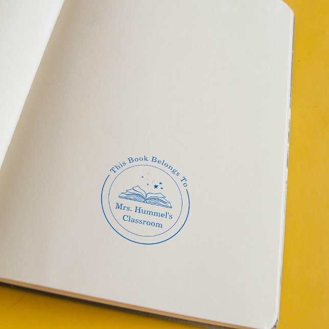 Sello Automático Libro De Círculo De Nombre Personalizado Pertenece (Custom Name Circle Book Belongs To Teacher Self-inking Stamp)