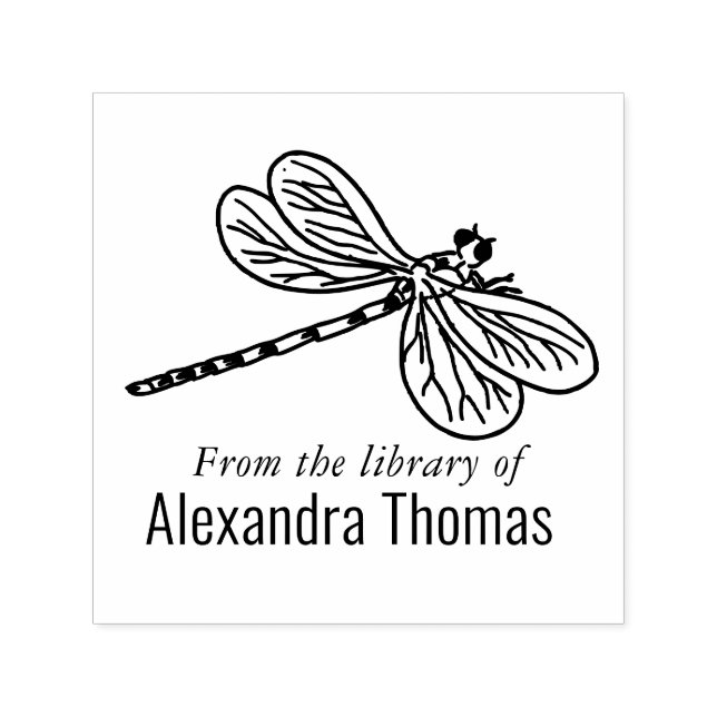 Sello Automático Libro de la biblioteca Pretty Dragonfly #3 Nombre  (Diseño)