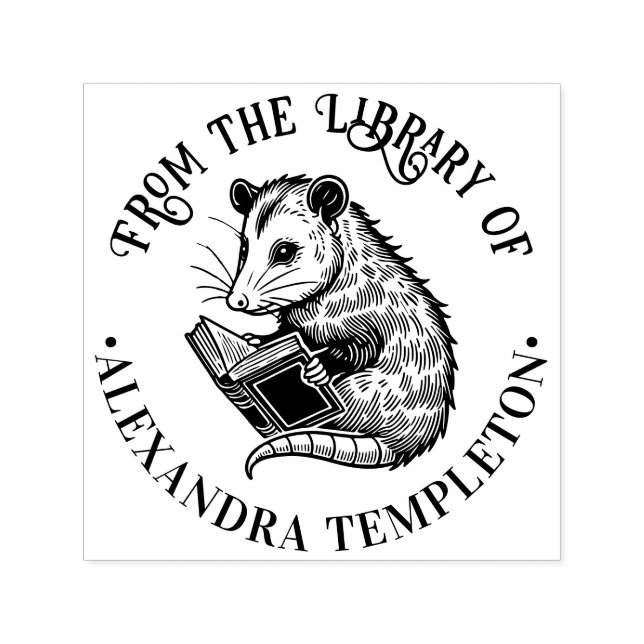 Sello Automático Libro de lectura de Opossum por cubos #1P Nombre d (Diseño)