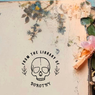 Sello Automático Libro de Personalizados de cráneo gótico redondo