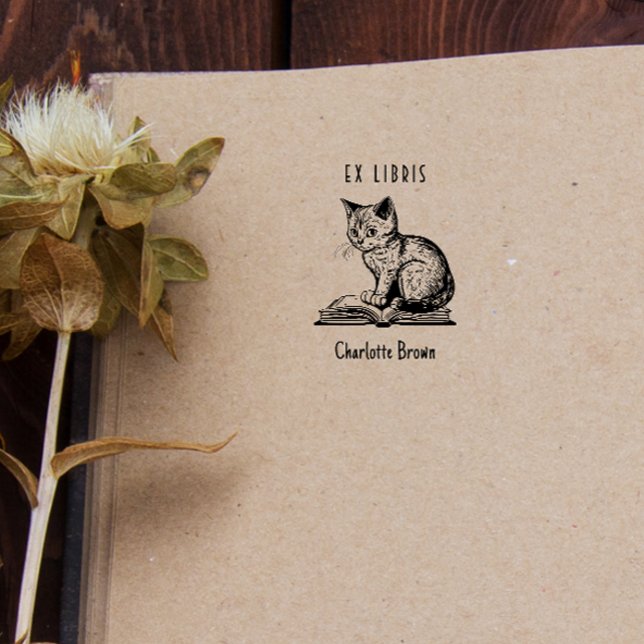 Sello Automático Libro de Personalizados de gatos ventilado Ex Libr (Subido por el creador)