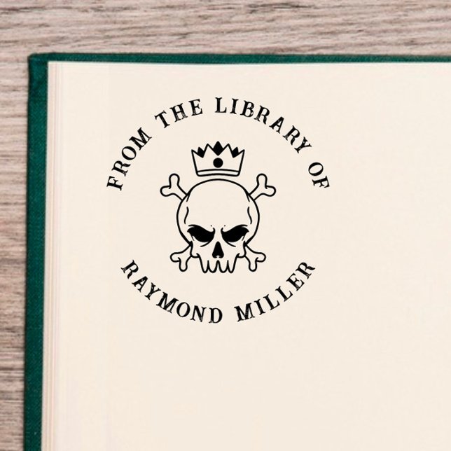 Sello Automático Libro personalizado | Calavera gótica con corona (Subido por el creador)