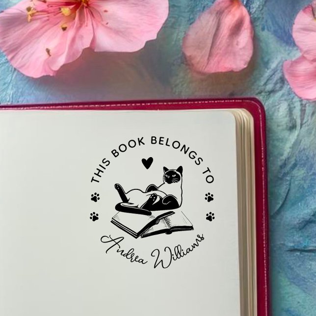 Sello Automático Libro Personalizado de los amantes del gato modern (Subido por el creador)