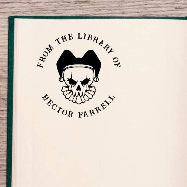 Sello Automático Libro personalizado | Gothic Jester Skull (Subido por el creador)