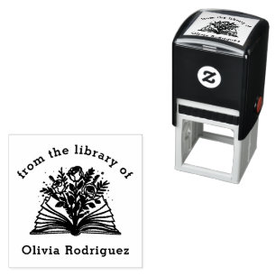 Sello Automático Libros Florales De la Biblioteca De