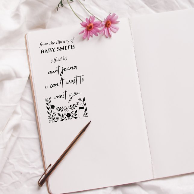 Sello Automático Libros para bebés | Keepsake de la primera bibliot (From the library of Baby Shower, Baby's First Library, books for baby, Our next chapter Stamp)
