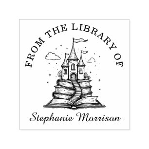 Sello Automático Libros Stack Fairy Castle Name Stamp Ex Libris