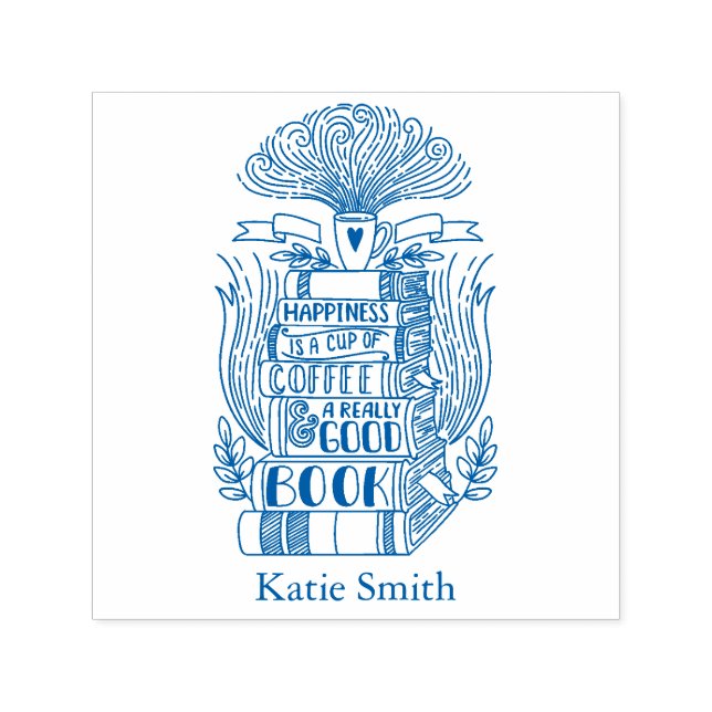 Sello Automático Libros y café Lover Personalizado (Diseño)