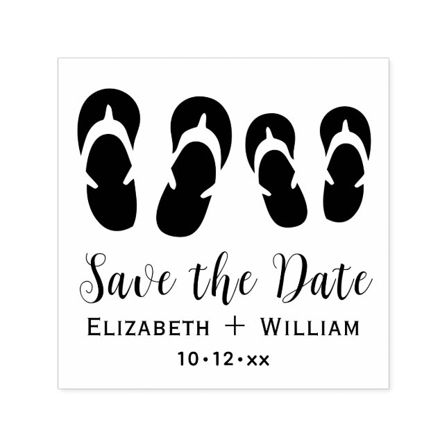 Sello Automático Lindas Chanclas de Boda para Él y Ella Save the Da (Diseño)