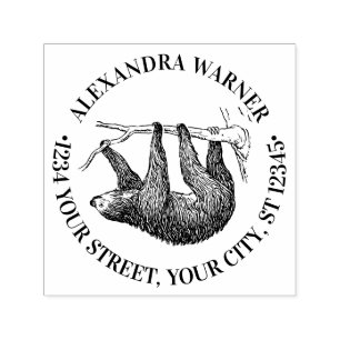 Sello Automático Lindo perezoso colgante #2 nombre dirección de dev