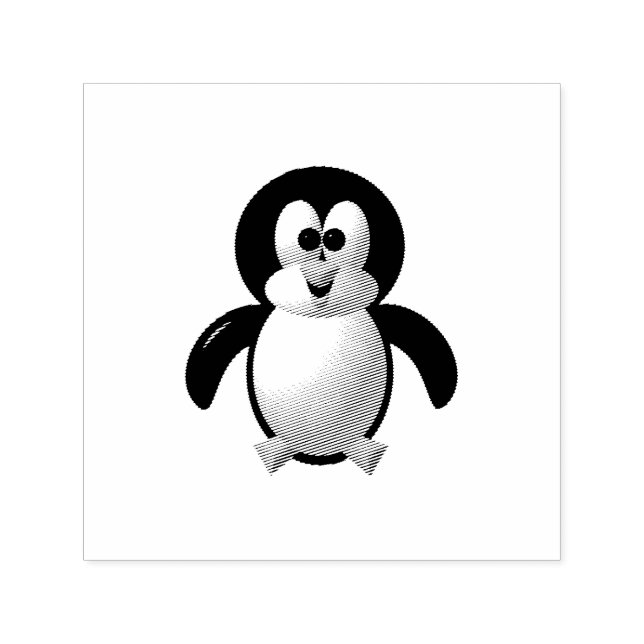 Sello Automático Lindo pingüino animado con aspecto 3D (Diseño)