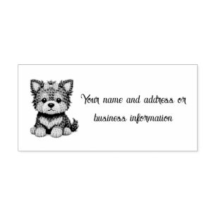Sello Automático Lindo Yorkshire Terrier con un lazo