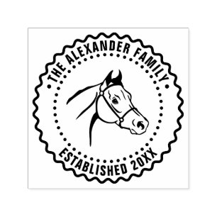 Sello Automático Línea de Arte de Cabeza de Caballo FF Apellido Fec