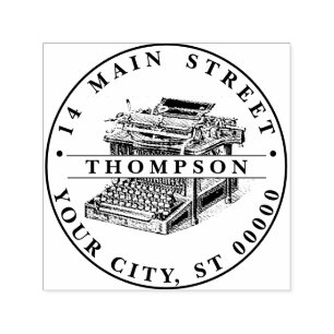 Sello Automático Litografía de máquina de escribir de época