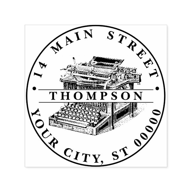 Sello Automático Litografía de máquina de escribir de época (Diseño)