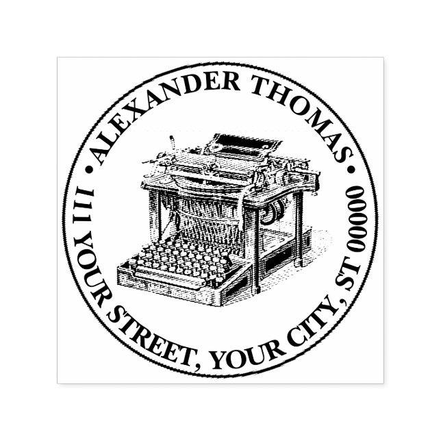 Sello Automático Litografía de máquina de escribir de época (Diseño)